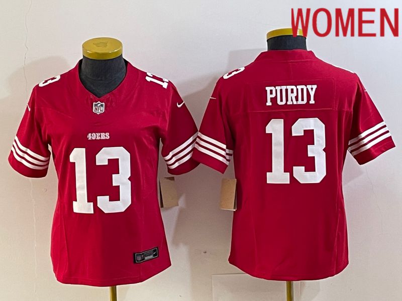 Women San Francisco 49ers #13 Purdy Red 2023 Nike Vapor Limited NFL Jersey style 3